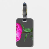 Dark Pink Peony Bagagelabel (Achterkant verticaal)