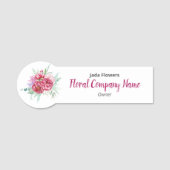 Dark Pink Peony Flowers Floral Company Gepersonali Naamplaatje (Voorkant)