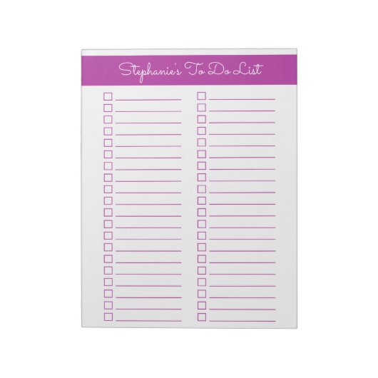 Dark Pink Vertical 8.5x11 Two Column Checklist Notitieblok (Linkerzijde)