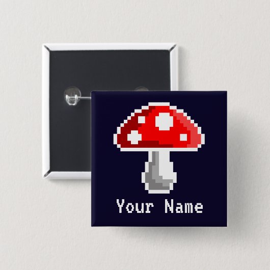 Dark Pixel Mushroom Name Button (Voorkant /achterkant)