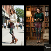 Dark Plaid Classic Tartan Green Red Leggings