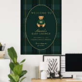 Dark Plaid Lauren Inspired Baby Shower Welcome  Poster (Thuiskantoor)