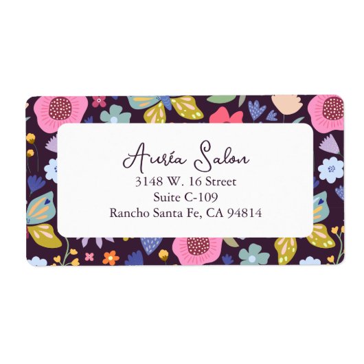 Dark Plum and Florals Business Shipping Label (Voorkant)