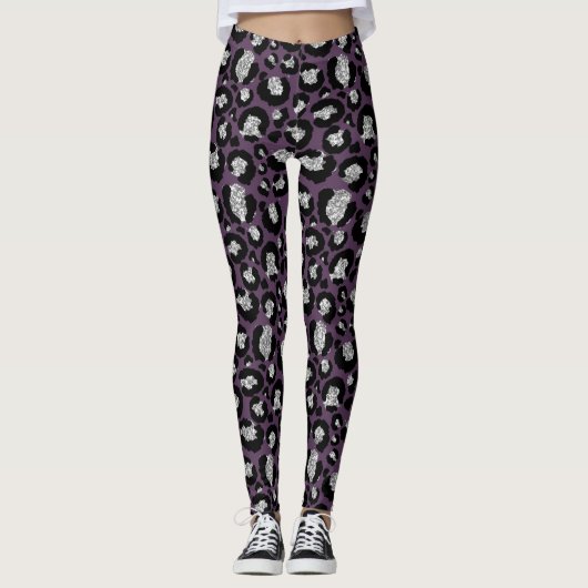 Dark Plum Animal Print Women's Leggings (Voorkant)