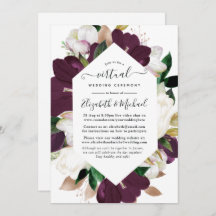 Dark Plum en White Spring Floral Virtual Wedding