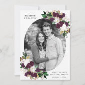 Dark Plum Floral | De foto bewaart de Datum Save The Date (Voorkant)