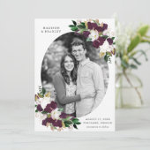 Dark Plum Floral | De foto bewaart de Datum Save The Date (Staand voorkant)