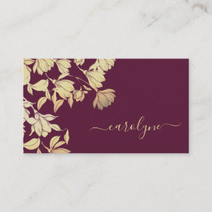 Dark Plum Paarse Floral Flowers Elegant Visitekaartje