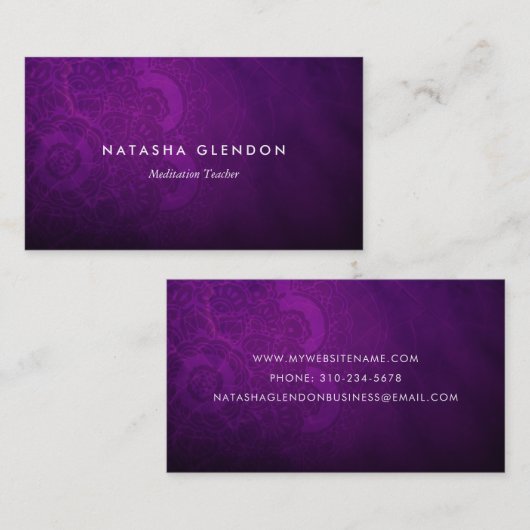 Dark Plum Purple Mandala Zen Business Card Visitekaartje (Voorkant / Achterkant)