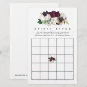 Dark Plum Velvet and White Spring Bridal Bingo (Voorkant / Achterkant)