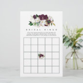 Dark Plum Velvet and White Spring Bridal Bingo (Staand voorkant)
