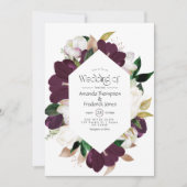 Dark Plum Velvet and White Spring Floral Wedding I Kaart (Voorkant)