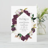 Dark Plum Velvet and White Spring Floral Wedding I Kaart (Staand voorkant)