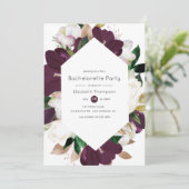 Dark Plum Velvet en White Floral Bachelorette Kaart (Staand voorkant)