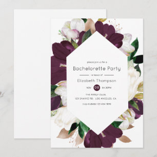 Dark Plum Velvet en White Floral Bachelorette Kaart