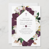Dark Plum Velvet en White Floral bevestiging Kaart (Voorkant)