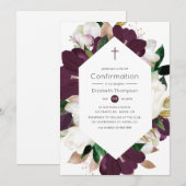 Dark Plum Velvet en White Floral bevestiging Kaart (Voorkant / Achterkant)