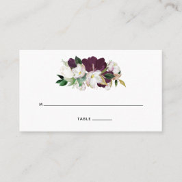 Dark Plum Velvet en White Floral Plaatskaartje