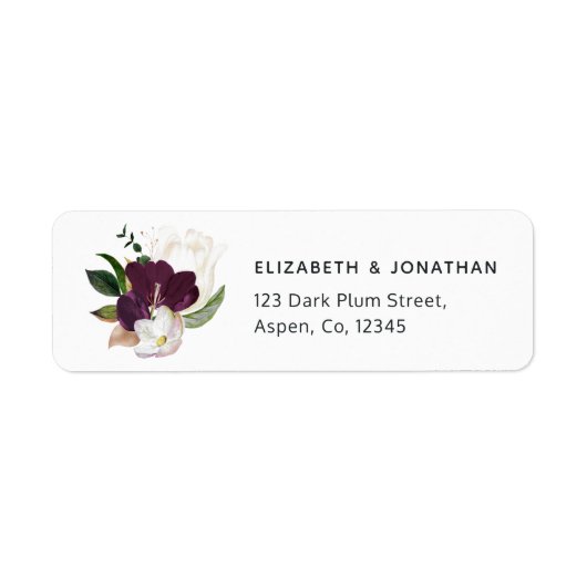 Dark Plum Velvet Floral Etiket (Voorkant)