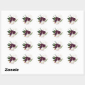 Dark Plum Velvet Floral Ronde Sticker (Vel)