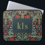 Dark Poppy William Morris Monogram Laptop Sleeve<br><div class="desc">Dit eenvoudige maar elegante ontwerp is voorzien van een donker,  elegant William Morris geïnspireerd rode papaver bloemmozaïek patroon. Bescherm uw laptop of tablet in stijl. Voeg een naam toe om het te personaliseren. Een mooi kerst- of Moederdag-cadeau. Creëer door Simply Farmhouse Press.</div>