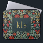 Dark Poppy William Morris Monogram Laptop Sleeve<br><div class="desc">Dit eenvoudige maar elegante ontwerp is voorzien van een donker,  elegant William Morris geïnspireerd rode papaver bloemmozaïek patroon. Bescherm uw laptop of tablet in stijl. Voeg een naam toe om het te personaliseren. Een mooi kerst- of Moederdag-cadeau. Creëer door Simply Farmhouse Press.</div>