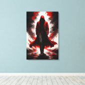 Dark Power Awakening – Red Hooded Figure Canvas Afdruk (Insitu (Houten vloer))
