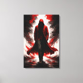 Dark Power Awakening – Red Hooded Figure Canvas Afdruk (Voorkant)