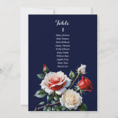 Dark Pretty pink white red rose seating chart card Kaart (Achterkant)