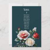 Dark Pretty pink white red rose seating chart card Kaart (Achterkant)