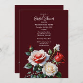 Dark Pretty pink white red roses bridal shower Kaart (Voorkant / Achterkant)