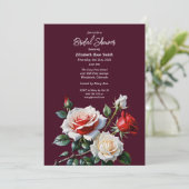Dark Pretty pink white red roses bridal shower Kaart (Staand voorkant)
