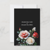 Dark Pretty pink white red roses floral wedding  Bedankkaart (Achterkant)