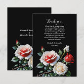 Dark Pretty pink white red roses floral wedding  Bedankkaart (Voorkant / Achterkant)