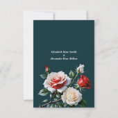 Dark Pretty pink white red roses floral wedding  Bedankkaart (Achterkant)