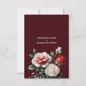Dark Pretty pink white red roses floral wedding  Bedankkaart (Achterkant)