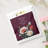 Dark Pretty pink white red roses floral wedding Bedankzakje (Gezegeld)