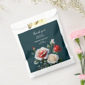 Dark Pretty pink white red roses floral wedding Bedankzakje (Gezegeld)