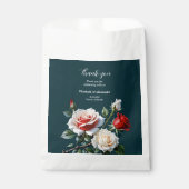 Dark Pretty pink white red roses floral wedding Bedankzakje (Voorkant)