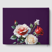Dark Pretty pink white red roses floral wedding  Gastenboek (Achterkant)