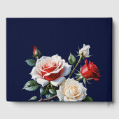 Dark Pretty pink white red roses floral wedding  Gastenboek (Achterkant)