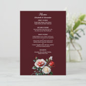 Dark Pretty pink white red roses floral wedding Menu (Staand voorkant)