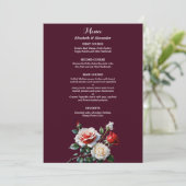 Dark Pretty pink white red roses floral wedding  Menu (Staand voorkant)