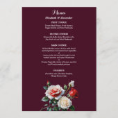 Dark Pretty pink white red roses floral wedding  Menu (Voorkant)