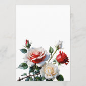 Dark Pretty pink white red roses floral wedding Menu (Achterkant)
