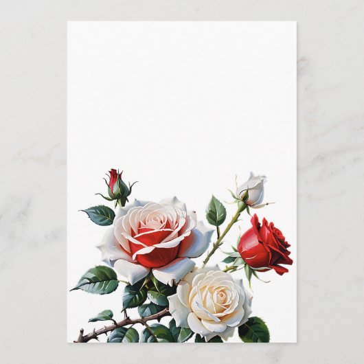 Dark Pretty pink white red roses floral wedding Menu (Achterkant)