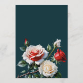 Dark Pretty pink white red roses floral wedding Menu (Achterkant)