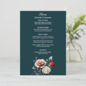 Dark Pretty pink white red roses floral wedding Menu (Staand voorkant)