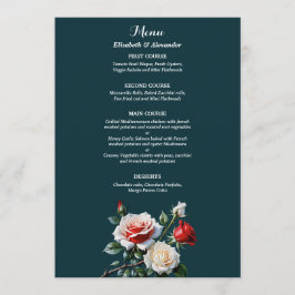 Dark Pretty pink white red roses floral wedding  Menu