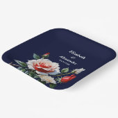 Dark Pretty pink white red roses floral wedding Papieren Bordje (Gebogen)